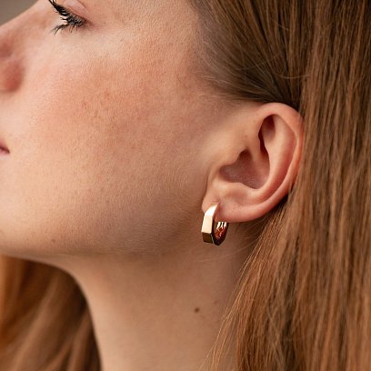 Серьги - кольца "Bruna" в красном золоте с09016 №2