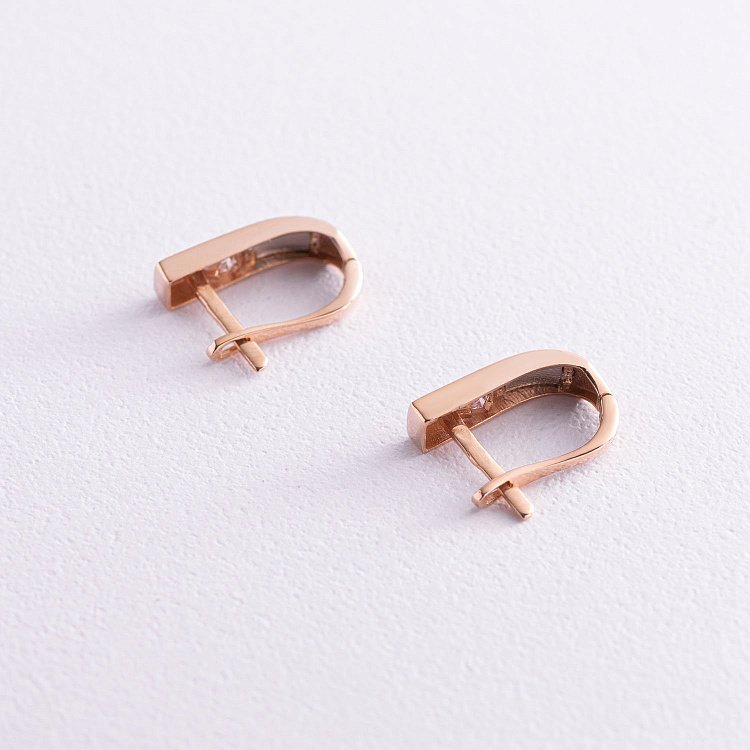 Золотые серьги "Ножки младенца" (фианиты) с05317 от ювелирного магазина Оникс - 2