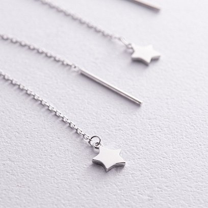 Сережки - протяжки "Зірочки" у білому золоті с05283 №3