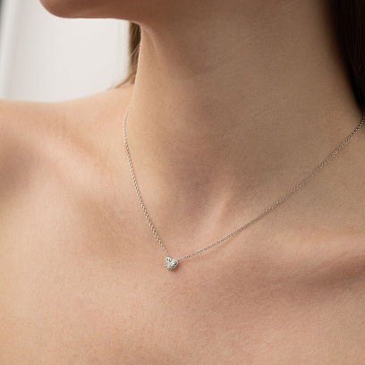 Золотое колье "Сердечко" с бриллиантами колб0158lg №7