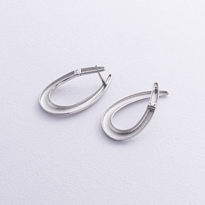 Сережки "Крапельки" у білому золоті с08749 №5