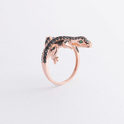 Каблучка "Ящірка" в червоному золоті (фіаніти) к04927 №3