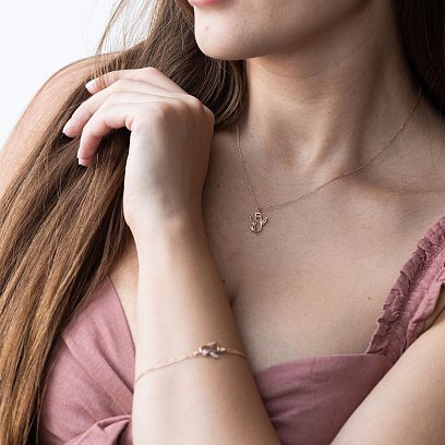 Золотой браслет "Ангелочек" с фианитами б04481 №3