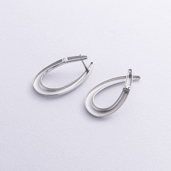 Сережки "Крапельки" у білому золоті с08749 №5