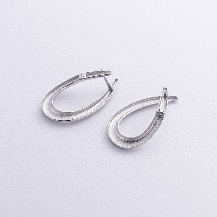 Сережки "Крапельки" у білому золоті с08749 від ювелірного магазину Онікс - 4