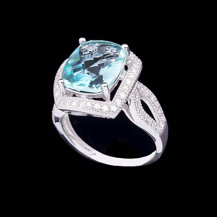 Каблучка з блакитними фіанітами к22 від ювелірного магазину Онікс - 2