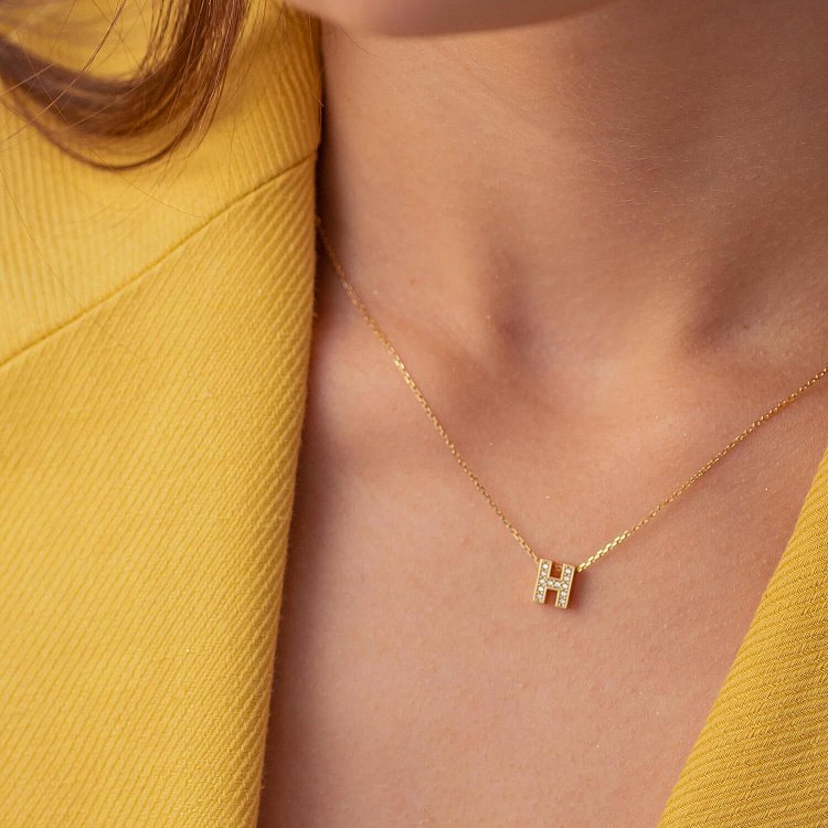 Кольє з буквою "Р" в жовтому золоті (фіаніти) кол01165Р від ювелірного магазину Онікс - 8