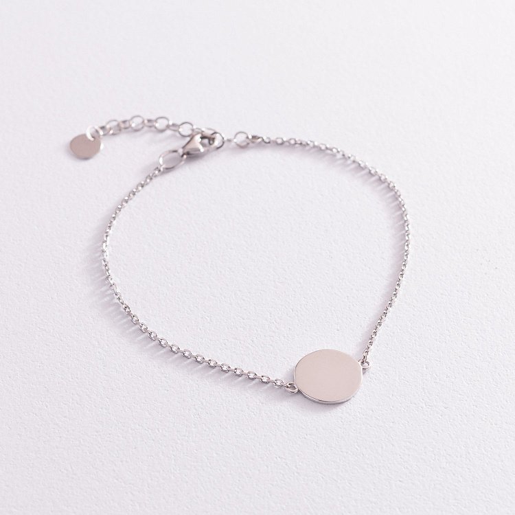 Браслет "Монетка" в белом золоте (возможна гравировка) б04917 от ювелирного магазина Оникс - 2