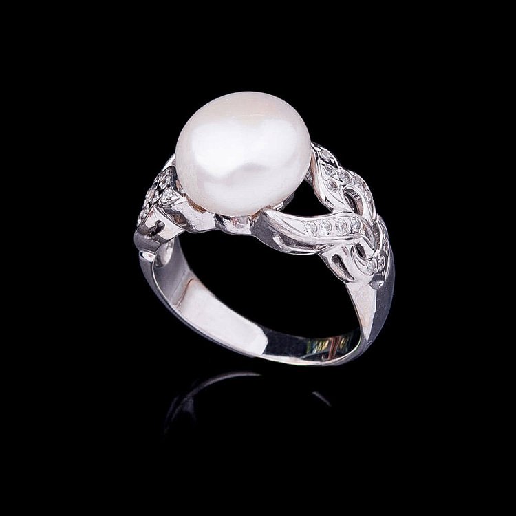 Золотое кольцо с культивированным пресноводным жемчугом к620 от ювелирного магазина Оникс - 2