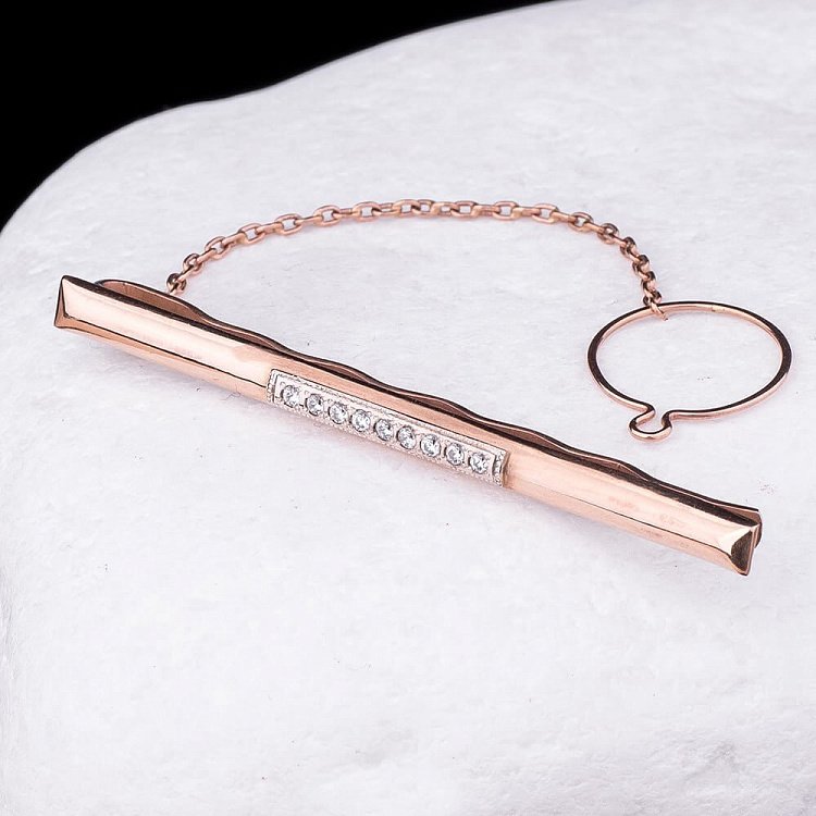 Затиск для краватки з фіанітами 19090бс від ювелірного магазину Онікс - 2