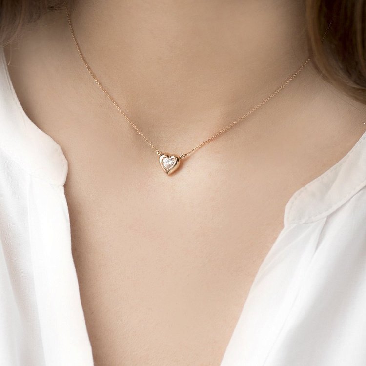 Золоте кольє "Серце з фіанітом" кол01044 від ювелірного магазину Онікс - 4