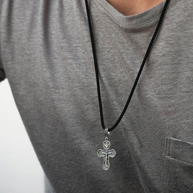 Серебряный крест "Распятие. Спаси и Сохрани" (на укр. языке) кду-24 от ювелирного магазина Оникс - 3