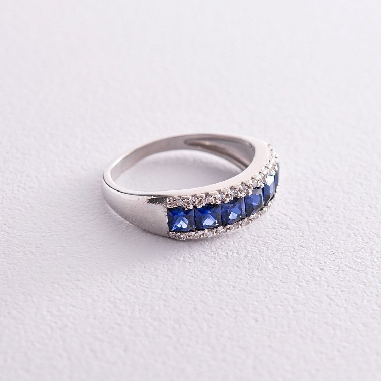 Срібна каблучка з синт. сапфірами та фіанітами 1824/1р-HSPH від ювелірного магазину Онікс - 2