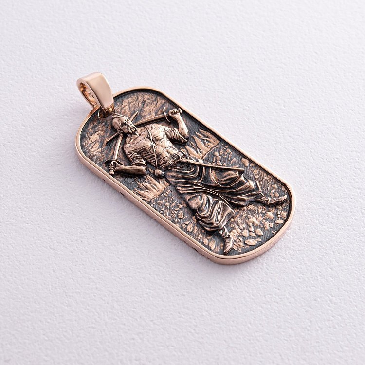 Золотой кулон "Український козак. Молитва українського націоналіста" п03827 от ювелирного магазина Оникс - 4