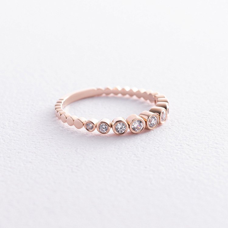 Золота каблучка з фіанітами к07571 від ювелірного магазину Онікс - 4