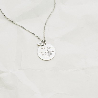Срібне кольє з гравіюванням "Божевільне кохання" 18976с №6