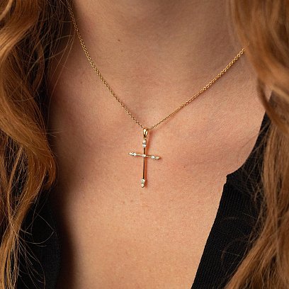 Золотое колье "Крестик" с бриллиантами колб0084са №2