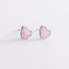 Серебряные серьги - пусеты "Сердечки" с эмалью 123053 от ювелирного магазина Оникс