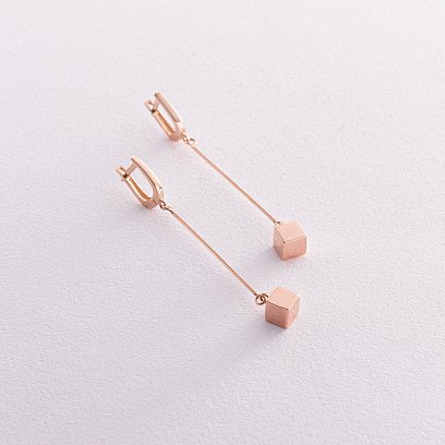 Золотые серьги "Кубики" с05653