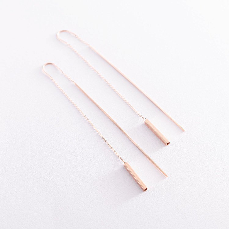 Золоті висячі сережки (протяжки) 580087 від ювелірного магазину Онікс - 2