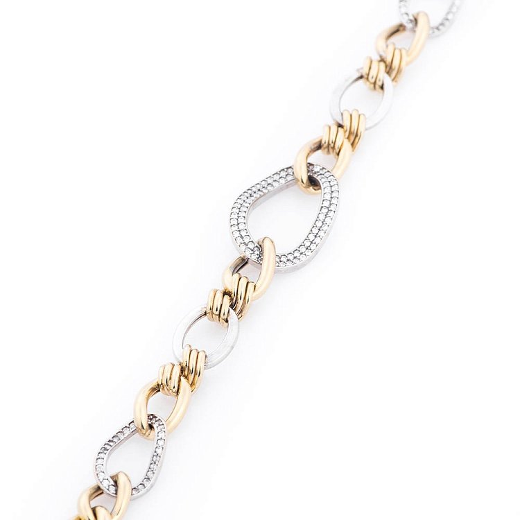 Золотий ланцюговий браслет з фіанітами б00968 від ювелірного магазину Онікс - 1