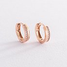 Золотые серьги - кольца с белыми фианитами с07446 от ювелирного магазина Оникс