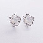 Срібні сережки "Клевер" (перламутр) 123420 от ювелирного магазина Оникс