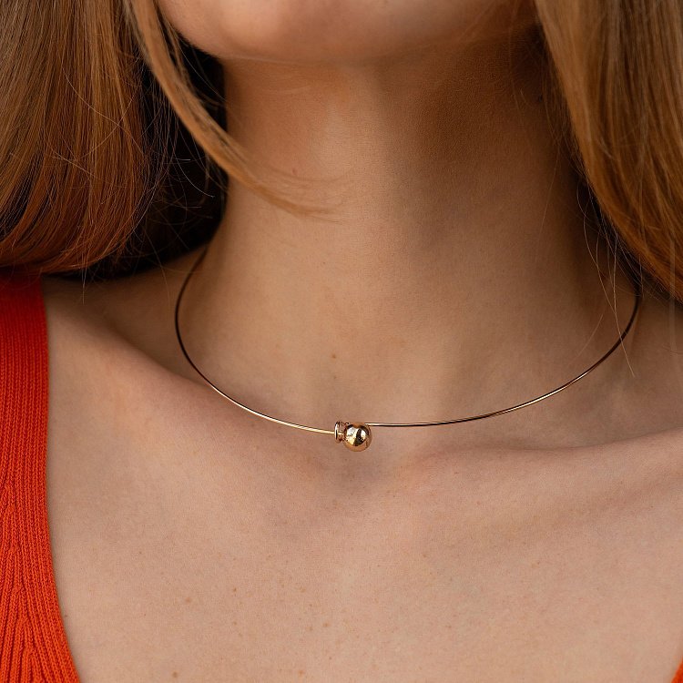 Кольє - чокер "Adele" (жовте золото) з кулькою кол02549 від ювелірного магазину Онікс - 4