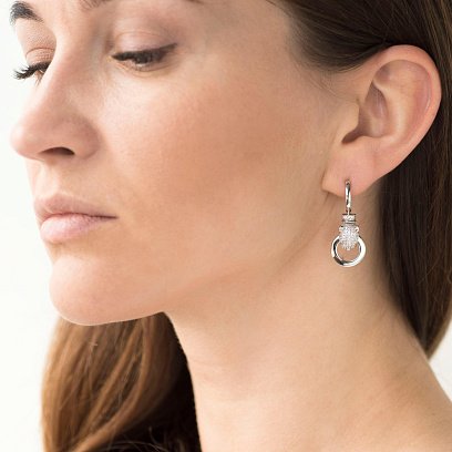 Серьги "Пантера" в белом золоте (фианиты) с04989 №9