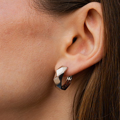 Сережки - кільця "Грані" в білому золоті с09367 №6