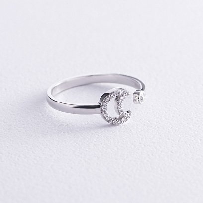 Золотое кольцо "Луна" с бриллиантами 27441121 №3