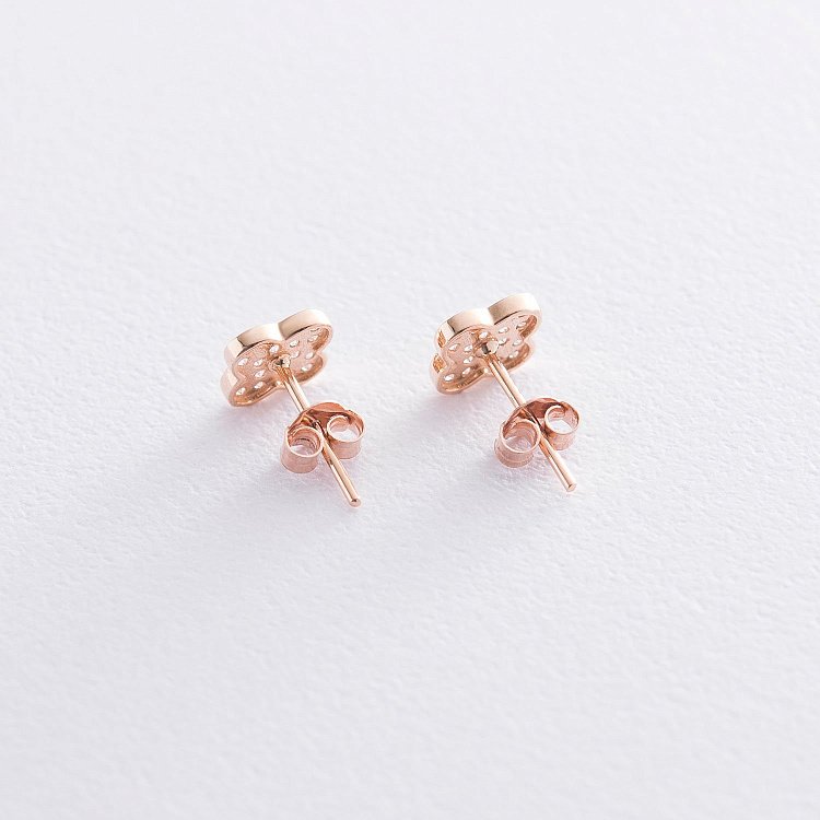 Золоті сережки-пусети "Конюшина" (фіаніти) с05352 від ювелірного магазину Онікс - 2