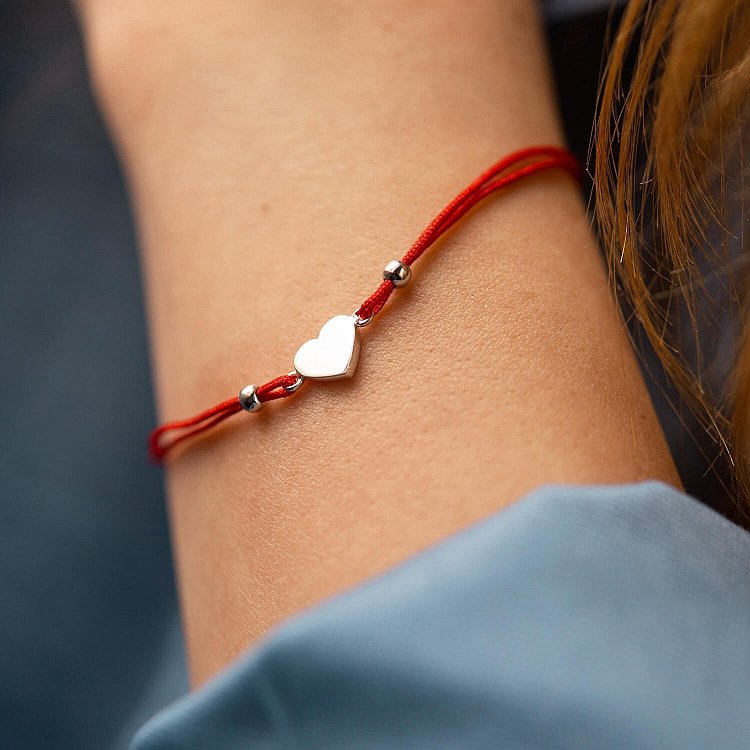 Браслет із червоною ниткою "Серце" (біле золото) б05273 від ювелірного магазину Онікс - 5