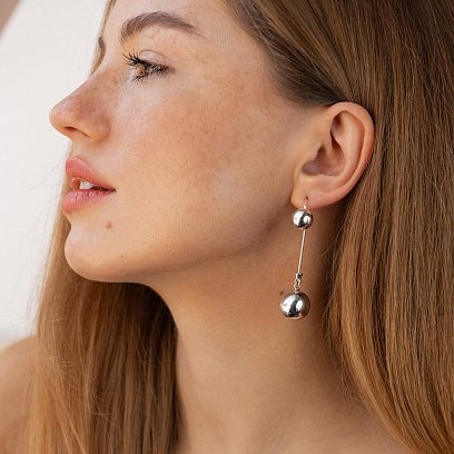 Серебряные серьги "Шарики" 121874 №5