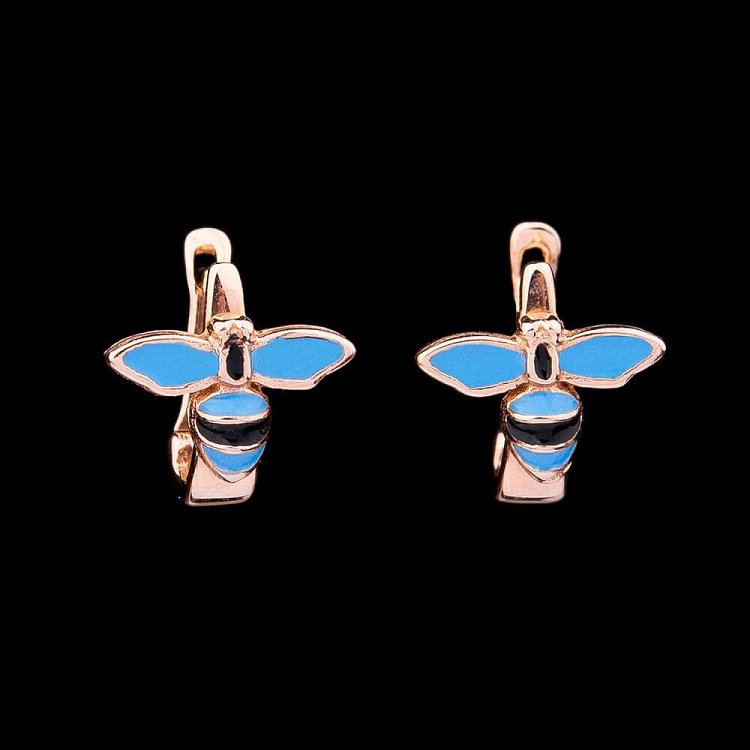 Золотые детские серьги с эмалью с02378 от ювелирного магазина Оникс - 2