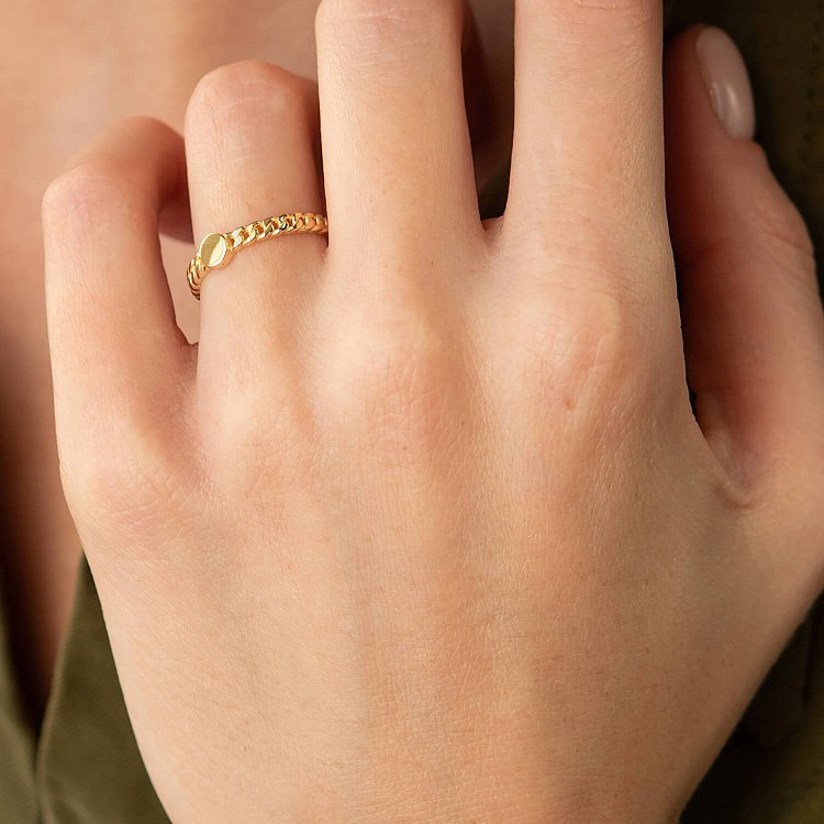 Кольцо "Цепочка" в желтом золоте (возможна гравировка) к07131 от ювелирного магазина Оникс - 3