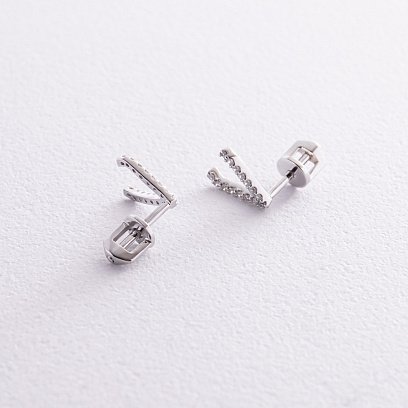 Золоті сережки - пусети "Акцент" з діамантами сб0480м №5