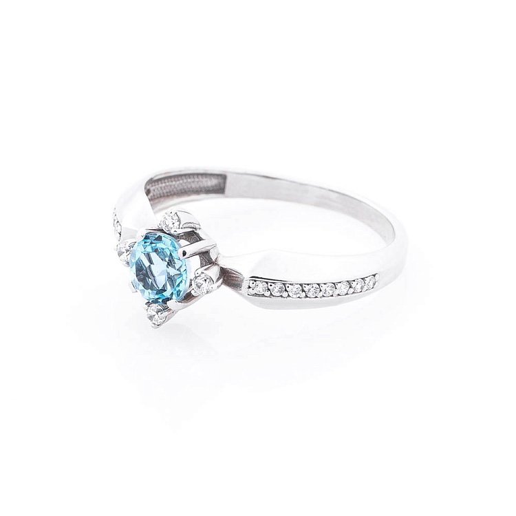 Золота каблучка з топазом і фіанітами 14034172 від ювелірного магазину Онікс - 1