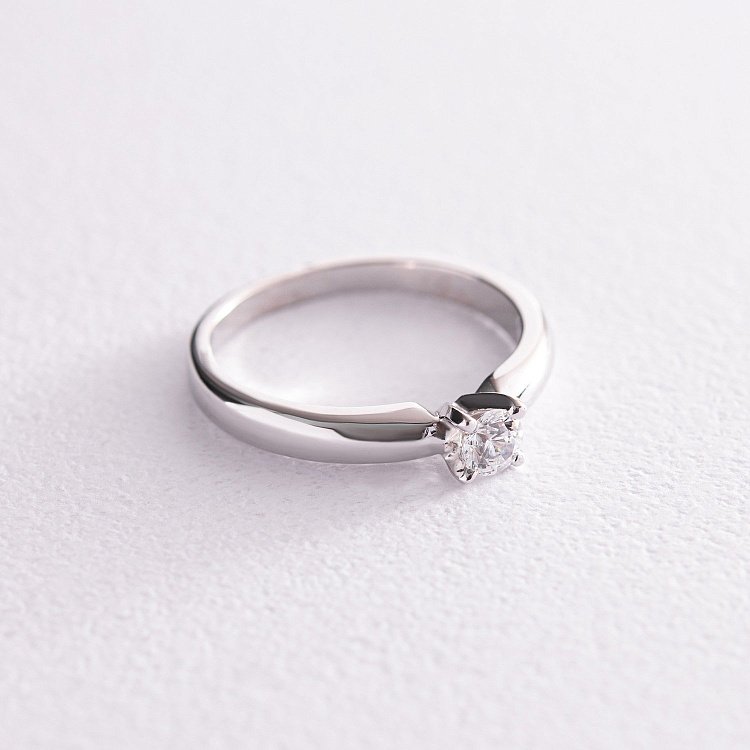 Помолвочное кольцо с фианитом (белое золото) к07172 от ювелирного магазина Оникс - 2