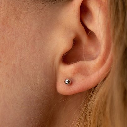 Сережки - пусети "Кульки" в білому золоті (0.4 см) с07300 №5