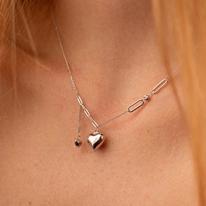 Серебряное колье "Сердечко" 181329 №2