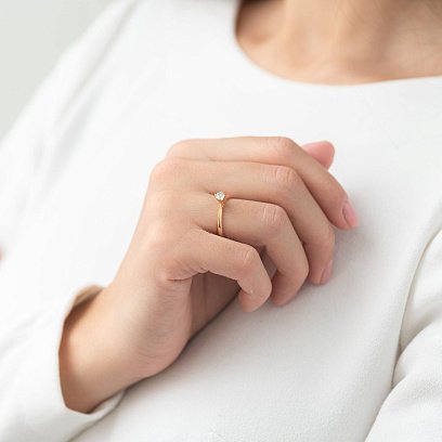 Золотое помолвочное кольцо (цирконий Swarovski) к06231 №2