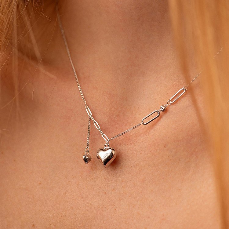 Серебряное колье "Сердечко" 181329 от ювелирного магазина Оникс - 1