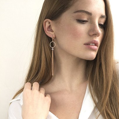 Висячие серьги из красного золота с07206 №3