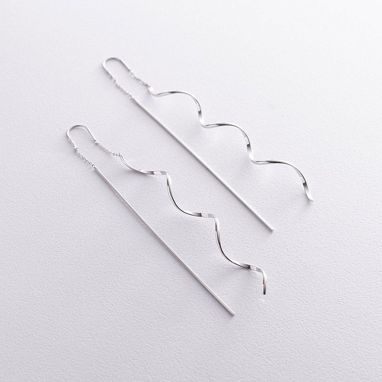 Срібні сережки - протяжки "Завиток"  580085с від ювелірного магазину Онікс - 2