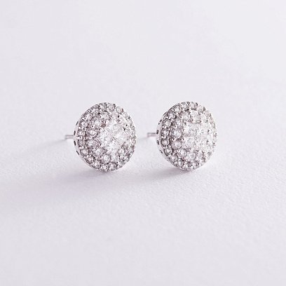 Золотые серьги - пусеты с бриллиантами с341