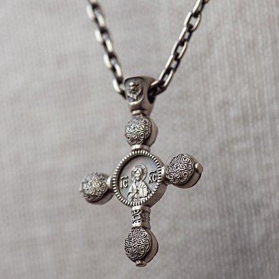 Чоловічий православний хрест "Спас Нерукотворний. Ікона Божої Матері" 1603 №4