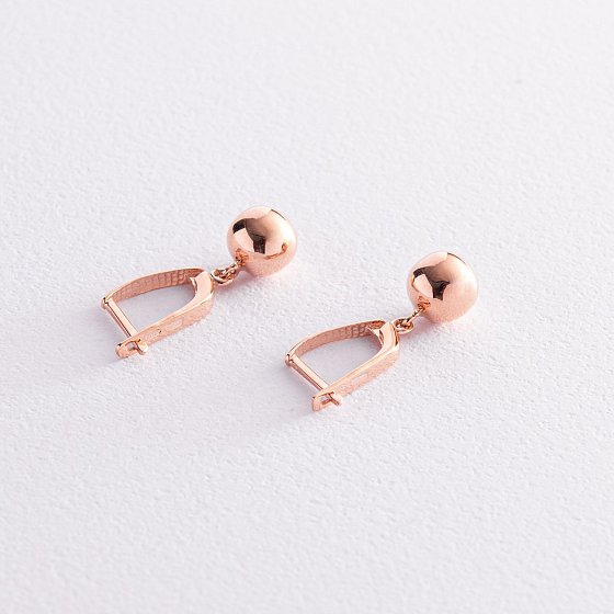 Сережки "Кульки" у червоному золоті с02999 №2