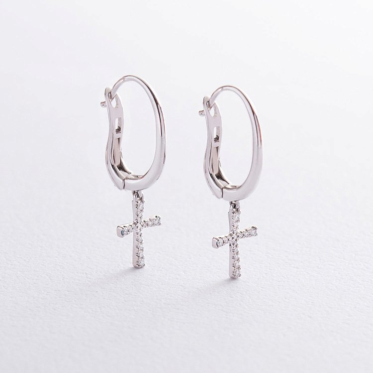 Золоті сережки "Хрестики" з діамантами сб0175ca від ювелірного магазину Онікс