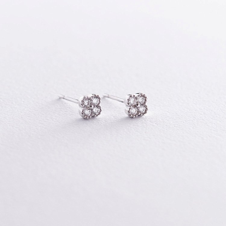 Золоті сережки-пусети "Конюшина" з діамантами сб0178he від ювелірного магазину Онікс